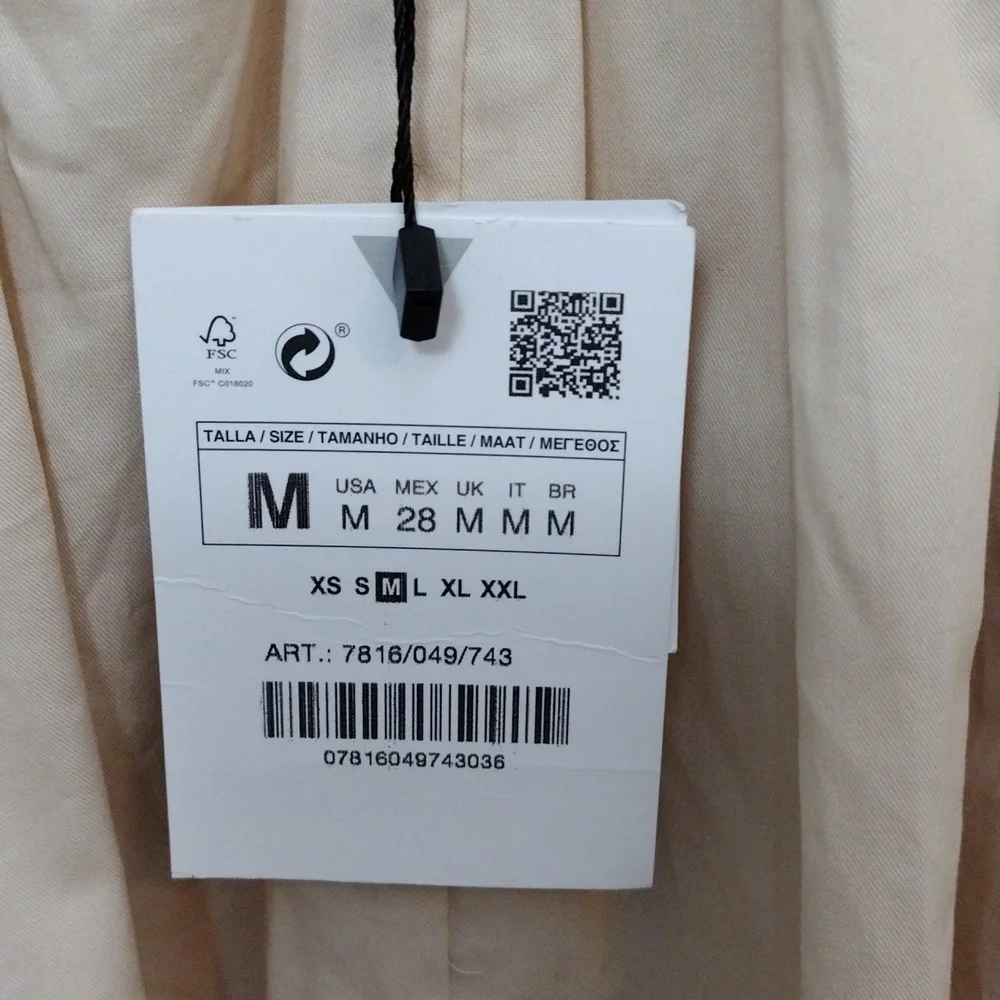 Zara Dress Size M Maxi Halter Dress Cotton- Cream Tan NWT - Picture 9 of 13
